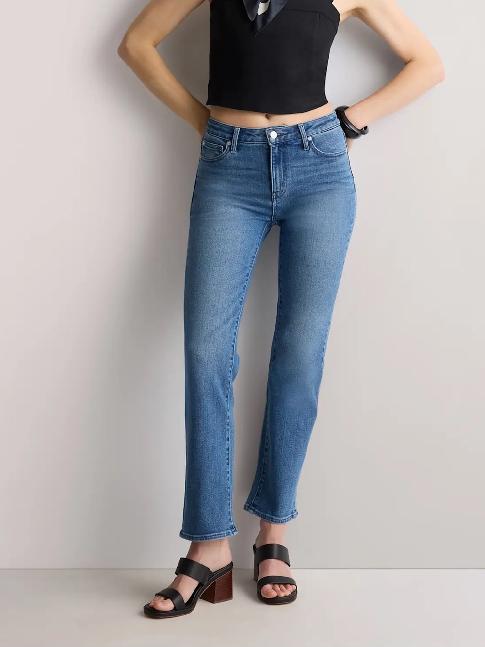 Quince Bella Stretch Relaxed Straight Jeans Size 27 Atlantic Blue Organic Cotton